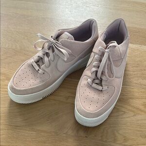 Nike Platform AF1 Pink Suede Sneakers Sz 11